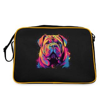 Aquarelle colorée chinoise Shar Pei - Sac Retro - noir/or - Dos