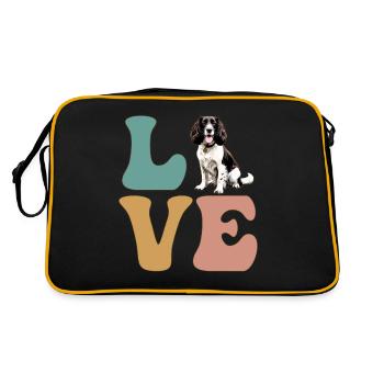 LIEBE Springer Spaniel Hund - Retro Tasche - Schwarz/Gold - Hinten