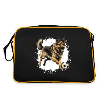 German Shepherd Dog Soccer Sports - Retro Bag - black/gold - Back