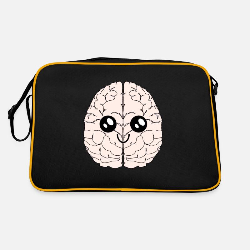Gehirn Autismus Asperger Kavaii Intelligenz - Retro Tasche - Schwarz/Gold