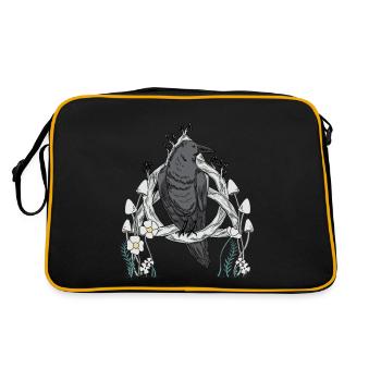 Forest Animals Bird Raven Flowers Nature Crow Dark - Retro Bag - black/gold - Back