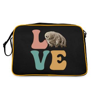LIEBE Bärtierchen Wasserbär Mikrobiologie - Retro Tasche - Schwarz/Gold - Hinten