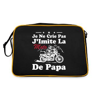 Je Ne Crie Pas J imite La Moto De Papa Humour - Sac Retro - noir/or - Dos