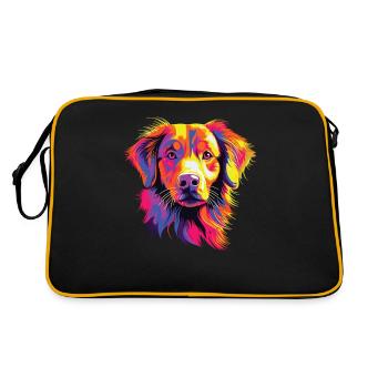 Watercolor Colorful Nova Scotia Duck Tolling - Retro Bag - black/gold - Back