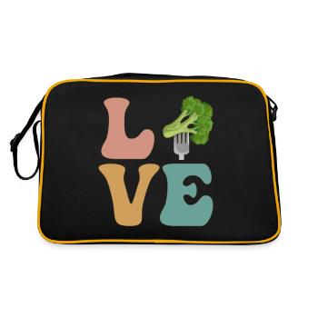 LOVE Broccoli Vegan Vegetarian Vegetables - Retro Bag - black/gold - Back