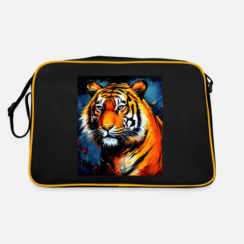 Tiger Portrait - Retro Tasche - Schwarz/Gold