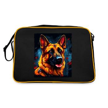 German Shepherd Dog Portrait - Retro Bag - black/gold - Back