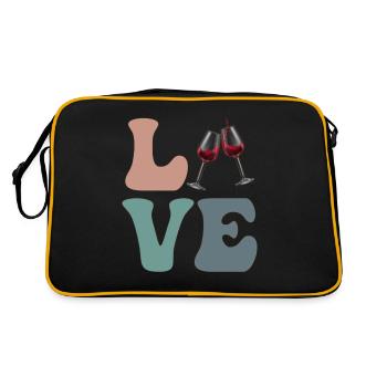 LIEBE Weintrinkerinnen und Weintrinker - Retro Tasche - Schwarz/Gold - Hinten