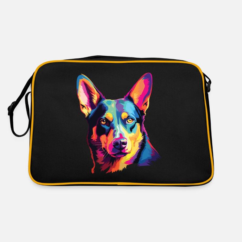 Wasserfarben Farbenfroher Australian Kelpie Retro Tasche