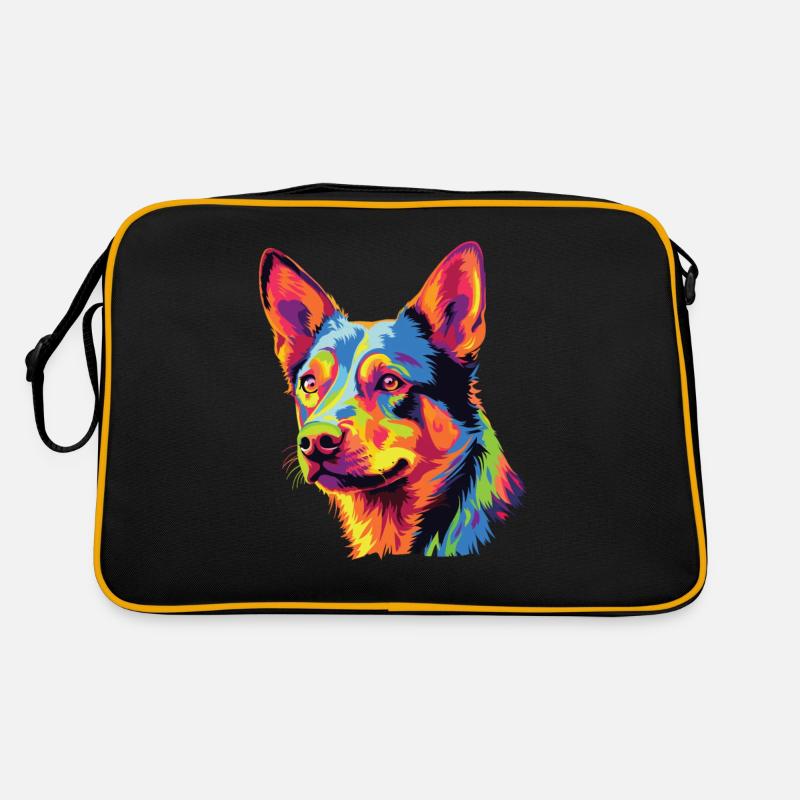 Wasserfarben Farbenfroher Australian Kelpie Retro Tasche
