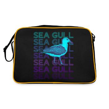 Mouette Mouette Oiseau de mer Rétro - Sac Retro - noir/or - Dos