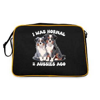 Australian Shepherd ich war normal vor 2 Aussies - Retro Tasche - Schwarz/Gold - Hinten