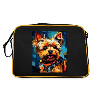 Portrait de chien Yorkshire Terrier - Sac Retro - noir/or - Dos