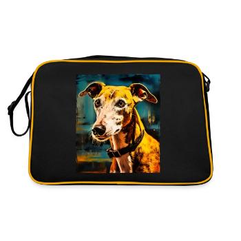 Portrait de chien lévrier - Sac Retro - noir/or - Dos