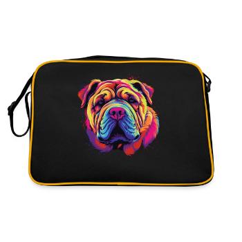 Aquarelle colorée chinoise Shar Pei - Sac Retro - noir/or - Dos