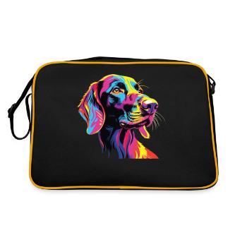 Watercolor Colorful Finnish Hound - Retro Bag - black/gold - Back