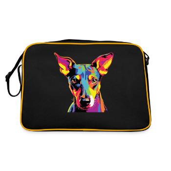 Watercolor Colorful Smooth-haired Fox Terrier - Retro Bag - black/gold - Back