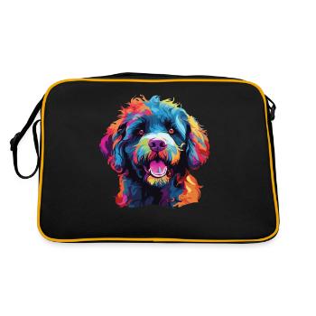 Watercolor Colorful Spanish Water Dog - Retro Bag - black/gold - Back