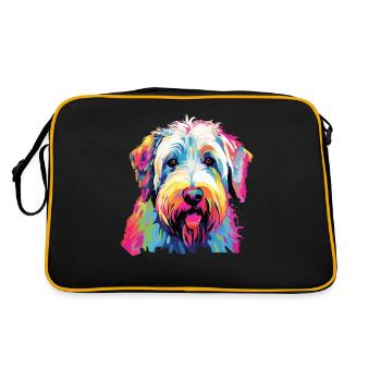 Wasserfarben Farbenfroher Irish Soft Coated - Retro Tasche - Schwarz/Gold - Hinten