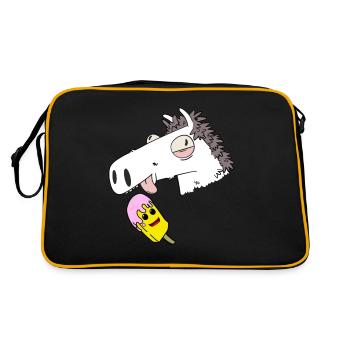 Cheval, Été, Crème Glacée, Faim, Grignotage, Rafraîchissement - Sac Retro - noir/or - Dos