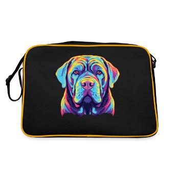 Wasserfarben Farbenfroher Mastino Napoletano - Retro Tasche - Schwarz/Gold - Hinten