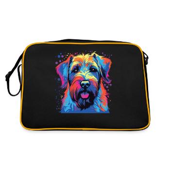 Wasserfarben Farbenfroher Irish Soft Coated - Retro Tasche - Schwarz/Gold - Hinten
