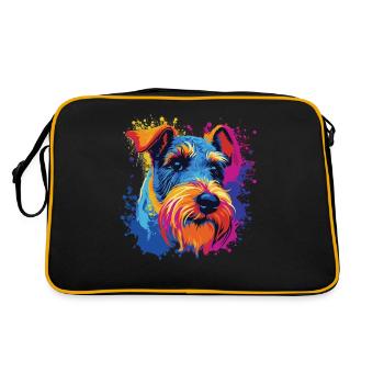 Wasserfarben Farbenfroher Drahthaar-Foxterrier - Retro Tasche - Schwarz/Gold - Hinten