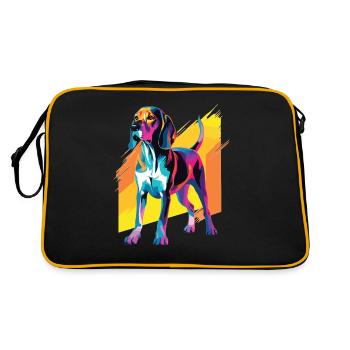 Watercolor Colorful Treeing Walker Coonhound - Retro Bag - black/gold - Back