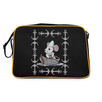 Mouse Retro Vintage Anchor Maritime Sailor Ahoy - Retro Bag - black/gold - Back