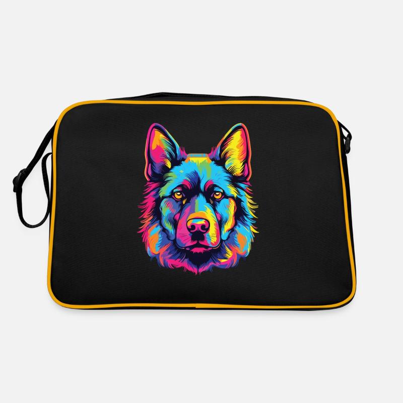 Wasserfarben Farbenfroher Norwegischer Elchhund Retro Tasche
