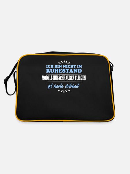 Ruhestand Rentner Pensioner Modell-Hubschrauber - Retro Tasche - Schwarz/Gold - Hinten