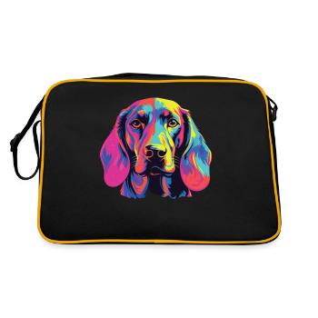 Wasserfarben Farbenfroher Bayerischer - Retro Tasche - Schwarz/Gold - Hinten