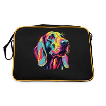 Watercolor Colorful Finnish Hound - Retro Bag - black/gold - Back
