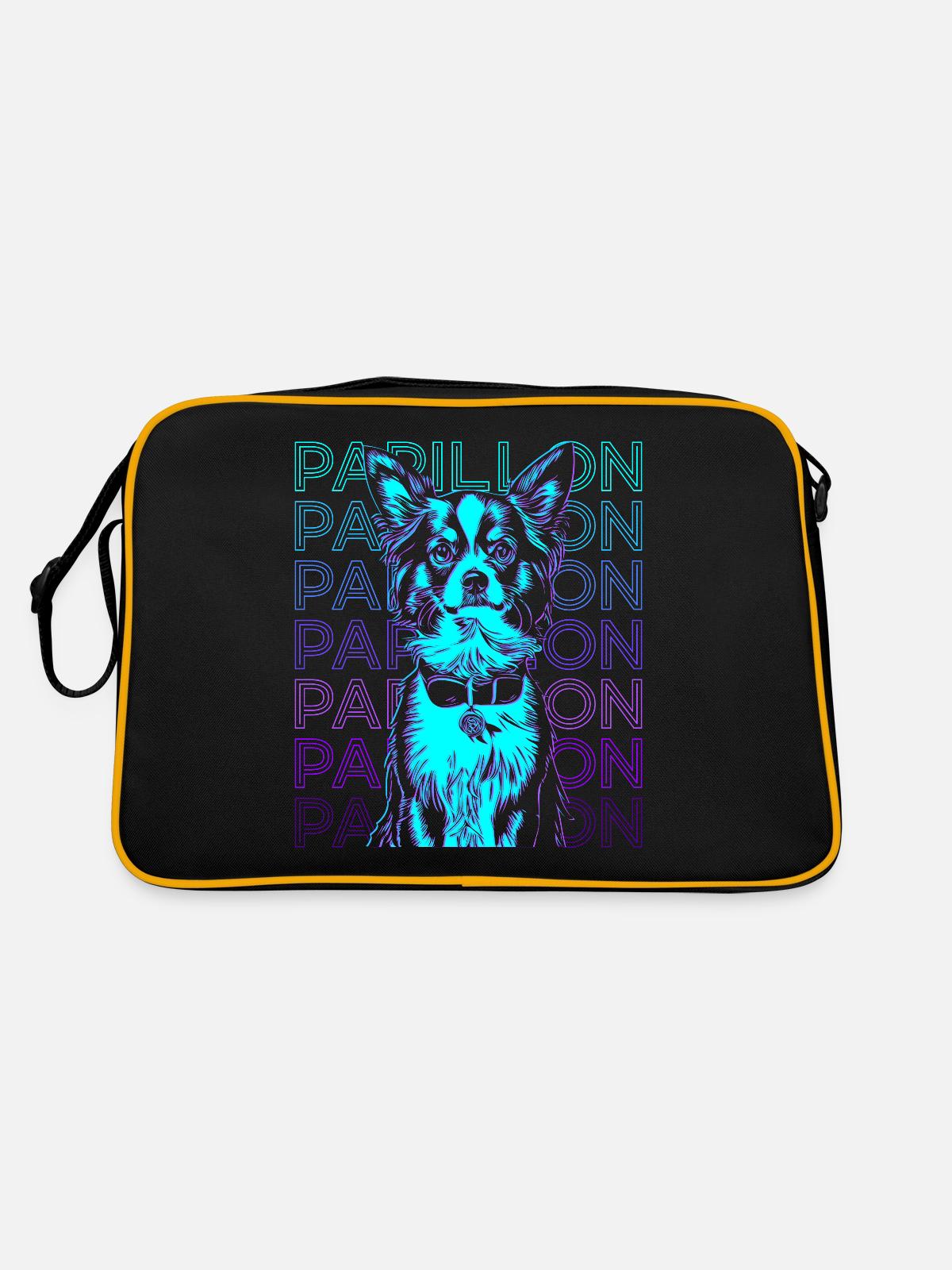 Papillon Dog Retro - Retro Bag - black/gold - Back