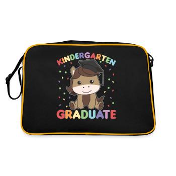Kids Kindergarten graduate Pferd Graduation - Retro Tasche - Schwarz/Gold - Hinten