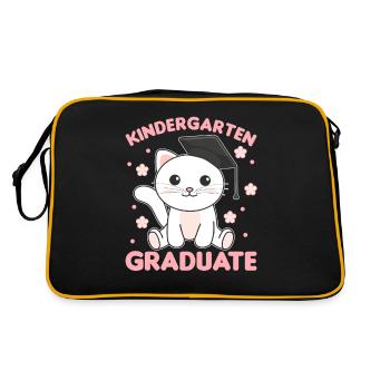 Kids Kindergarten graduate Katze Graduation - Retro Tasche - Schwarz/Gold - Hinten