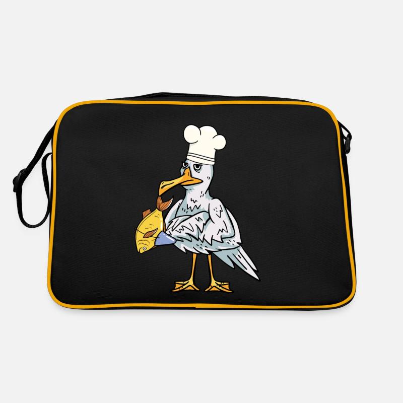 Maritime seagull fish cook hunger cooking Retro Bag