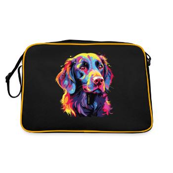 Watercolor Colorful Flat Coated Retriever - Retro Bag - black/gold - Back