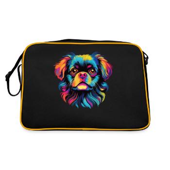 Wasserfarben Farbenfroher Tibet Spaniel - Retro Tasche - Schwarz/Gold - Hinten