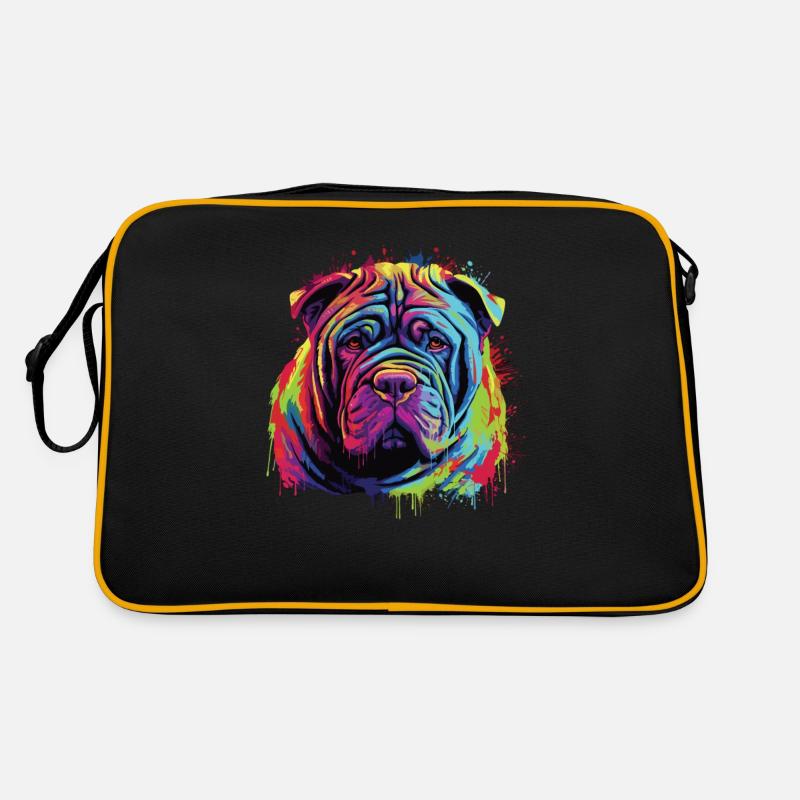 Aquarelle colorée chinoise Shar Pei Sac Retro