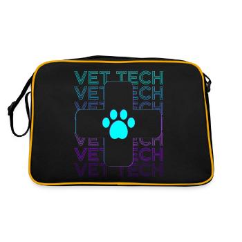Vet Tech Techniker Tierarzt Tierarzt Retro - Retro Tasche - Schwarz/Gold - Hinten