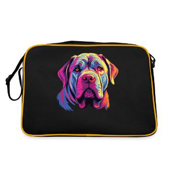 Wasserfarben Farbenfroher Mastino Napoletano - Retro Tasche - Schwarz/Gold - Hinten