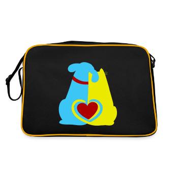 Ami des animaux, bien-être animal, animaux de compagnie, coeur, chien, chat - Sac Retro - noir/or - Dos