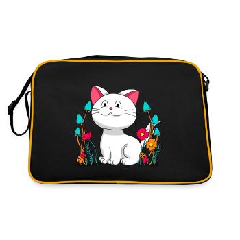 Cat, Cat, Child, Children, Pets, Tomcat, Nature - Retro Bag - black/gold - Back