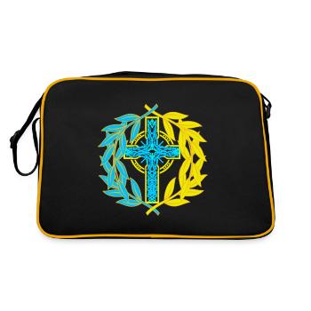Ukraine Cross Crucifix Crosses - Retro Bag - black/gold - Back
