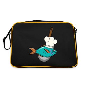 Poisson Poisson Chef Chapeau De Soupe Louche - Sac Retro - noir/or - Dos