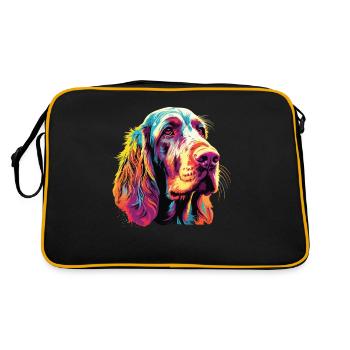 Wasserfarben Farbenfroher Spinone Italiano - Retro Tasche - Schwarz/Gold - Hinten