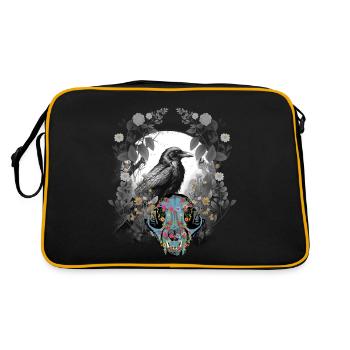 Dark Fantasy Crow Skull Bone Horror Woodland Animal - Retro Bag - black/gold - Back