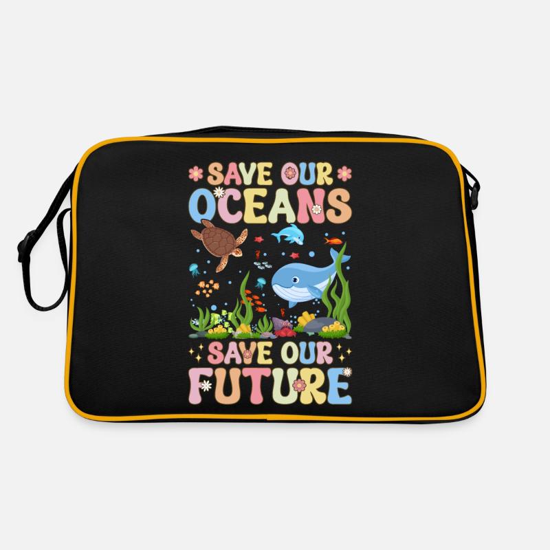 Environmentalist Sea Turtle Save the Oceans Retro Bag