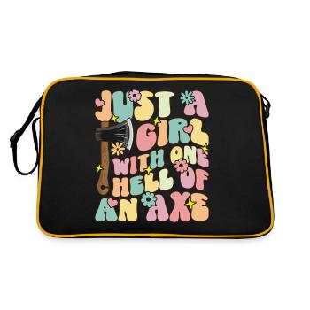 Girl with a hellish axe axe throwing girl - Retro Bag - black/gold - Back